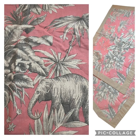 2 Jim Thompson Pillow Shams Covers Set Elephant Circus 100% Cotton Salmon Safari - Picture 1 of 13